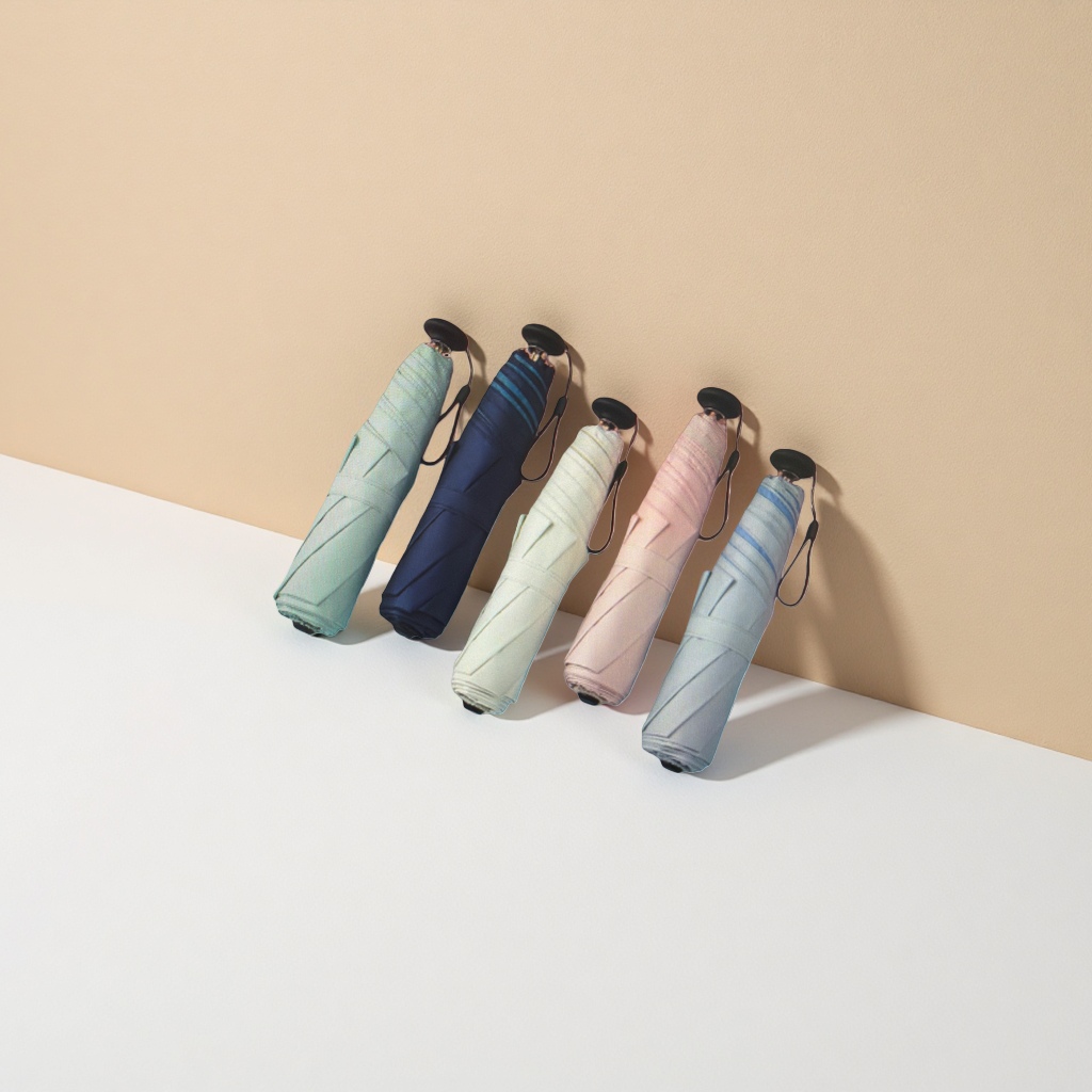 The colorful folding umbrella is waterproof, sun-proof, portable, suitable for both sunny and rainy days, and lightweight and compact details Picture