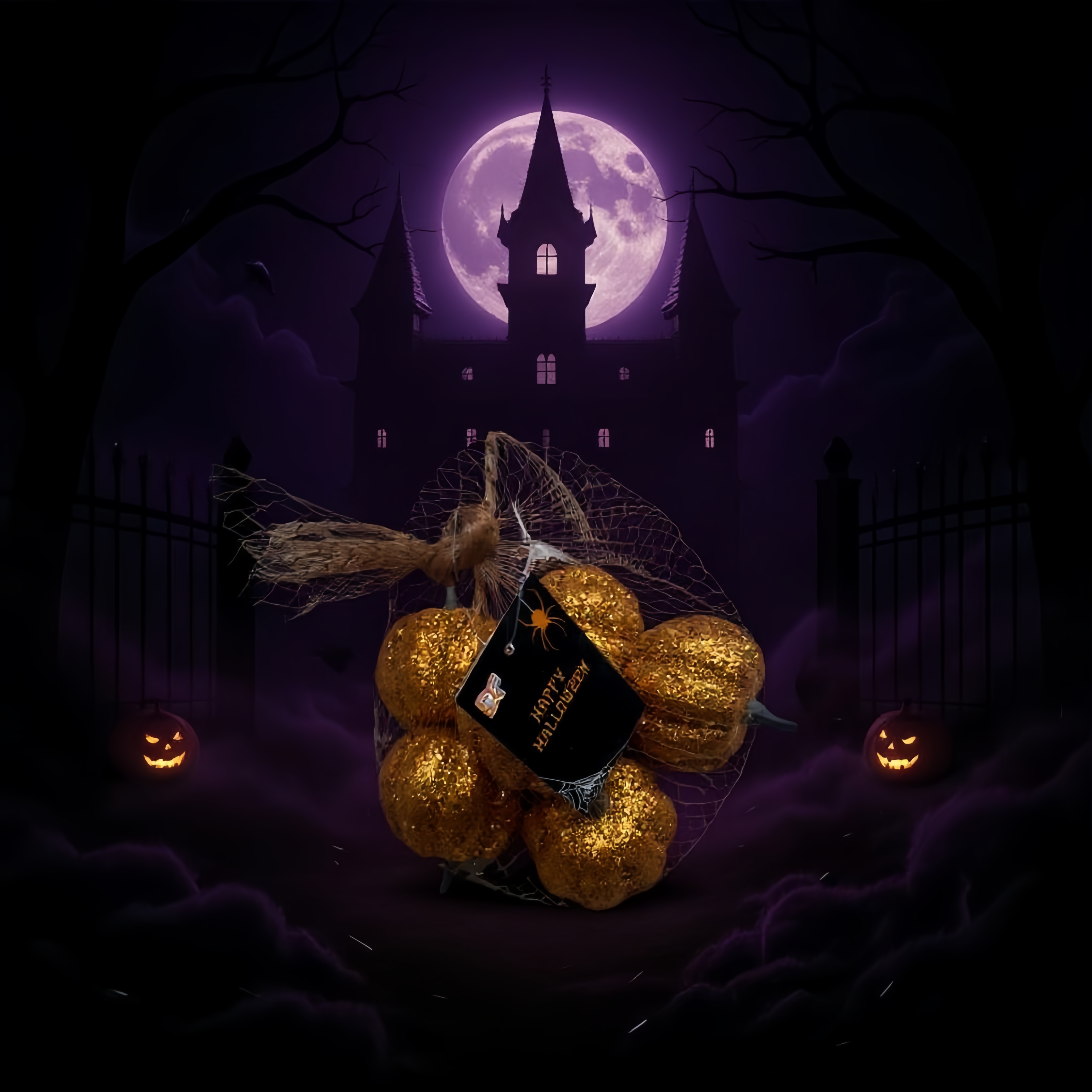 Adornos de calabaza de brillo dorado otoño decoración del hogar ambiente de vacaciones adornos colgantes halloween juguetes de halloween decoración de halloween Specification image