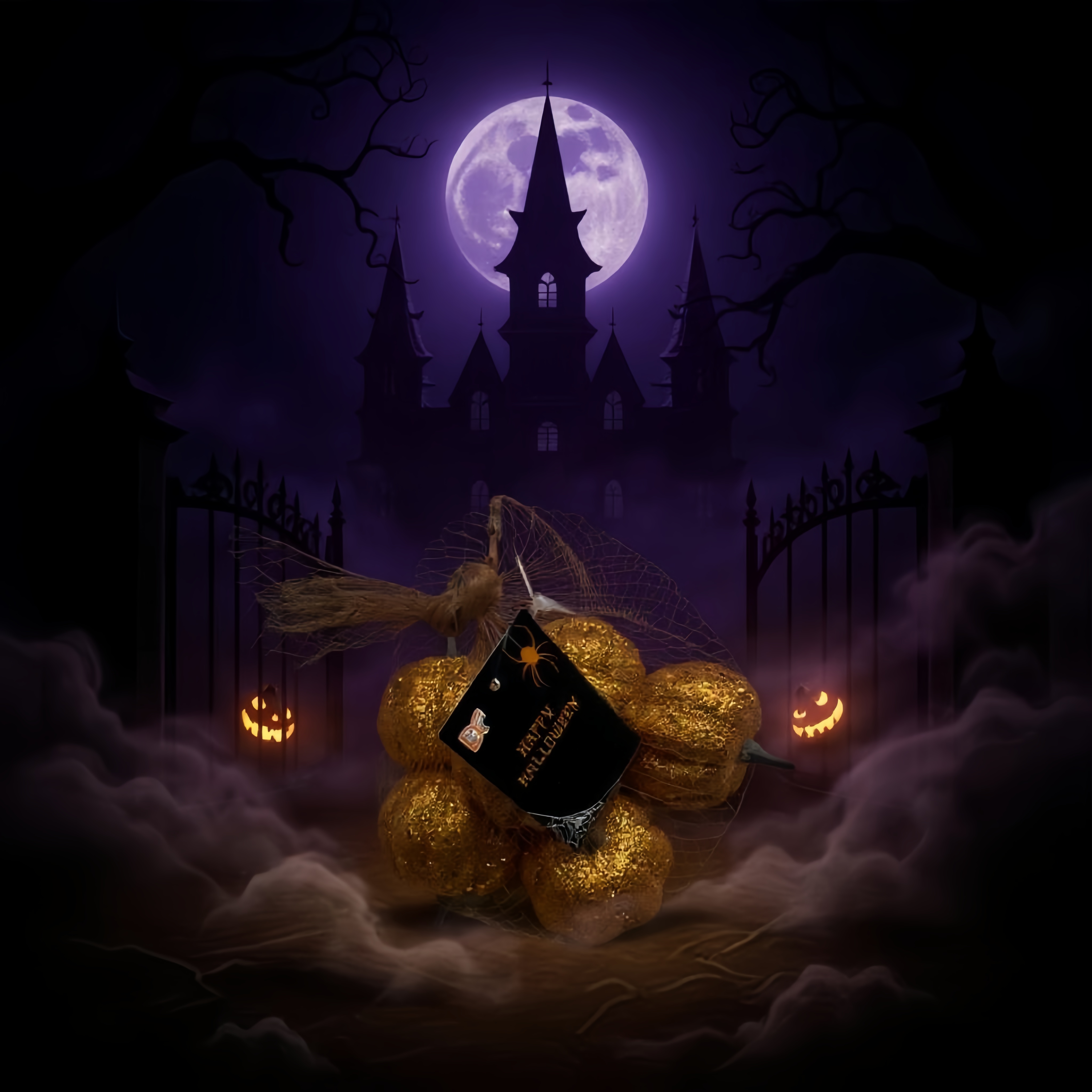 Adornos de calabaza de brillo dorado otoño decoración del hogar ambiente de vacaciones adornos colgantes halloween juguetes de halloween decoración de halloween details Picture