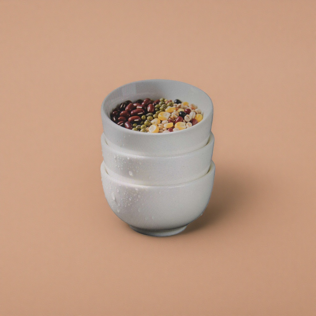 White ceramic bowl mixed with beans, simple household tableware, 20cm wide rim shallow bowl Specification image