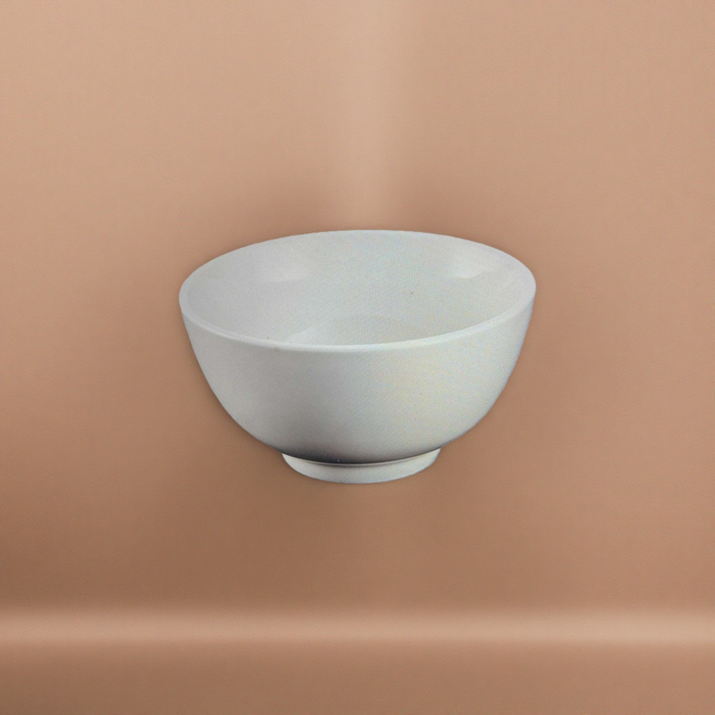 The white ceramic bowl is a simple household dining bowl with a high-temperature resistant glaze that is smooth and easy to clean
