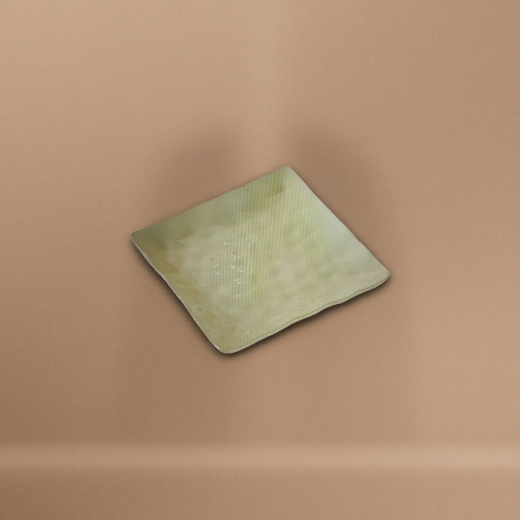 Light green square ceramic plate, home dining plate, fruit and vegetable serving plate, 25cm