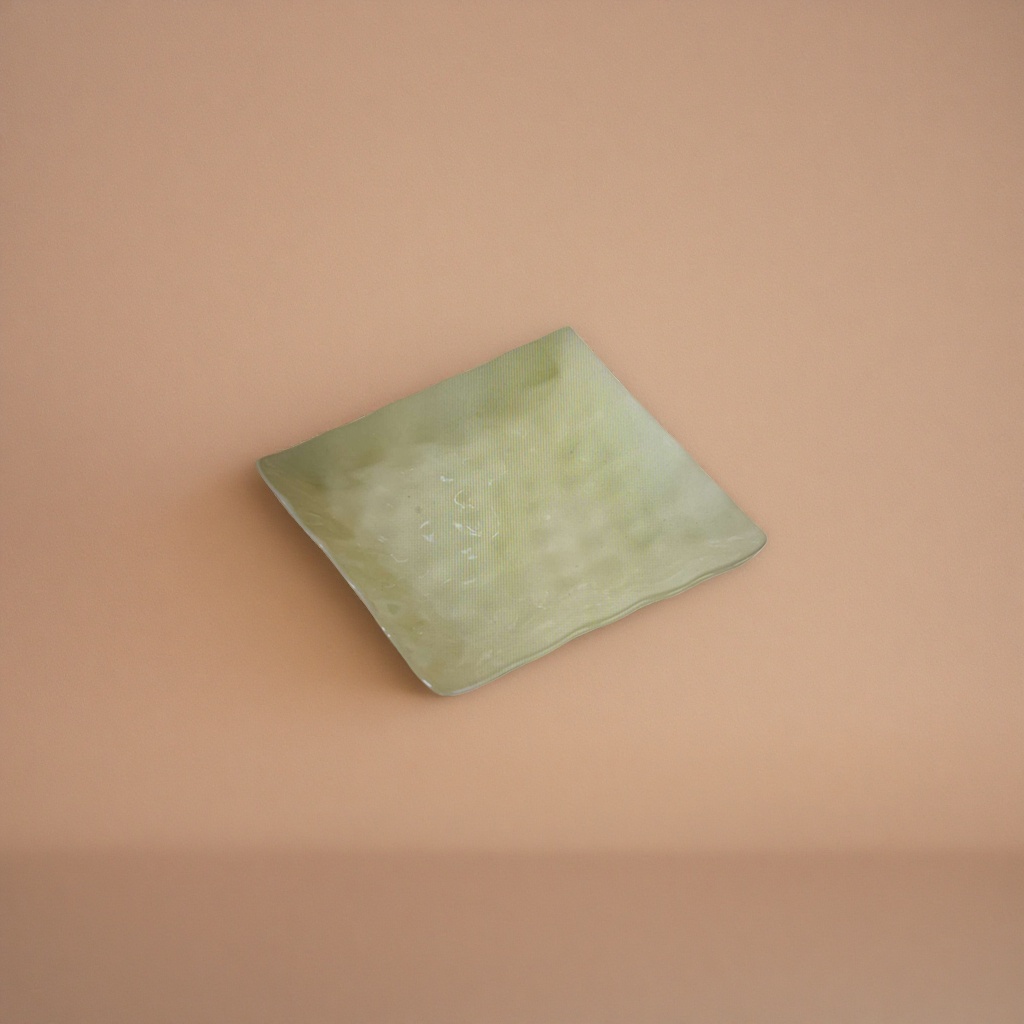 Light green square ceramic plate, home dining plate, fruit and vegetable serving plate, 25cm details Picture