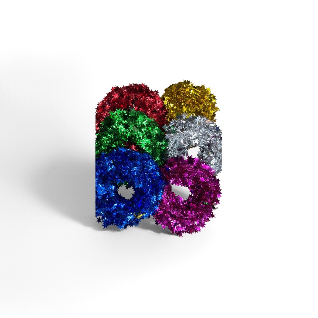Colorful star-decorated garlands made of faux fabric for festive party decorations Specification image