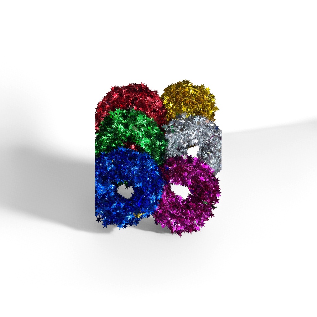 Colorful star-decorated garlands made of faux fabric for festive party decorations