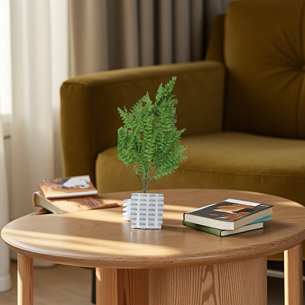 Green fern artificial green plants, indoor living room and balcony decoration potted plants, no maintenance required