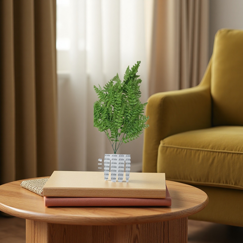 Green fern artificial green plants, indoor living room and balcony decoration potted plants, no maintenance required details Picture
