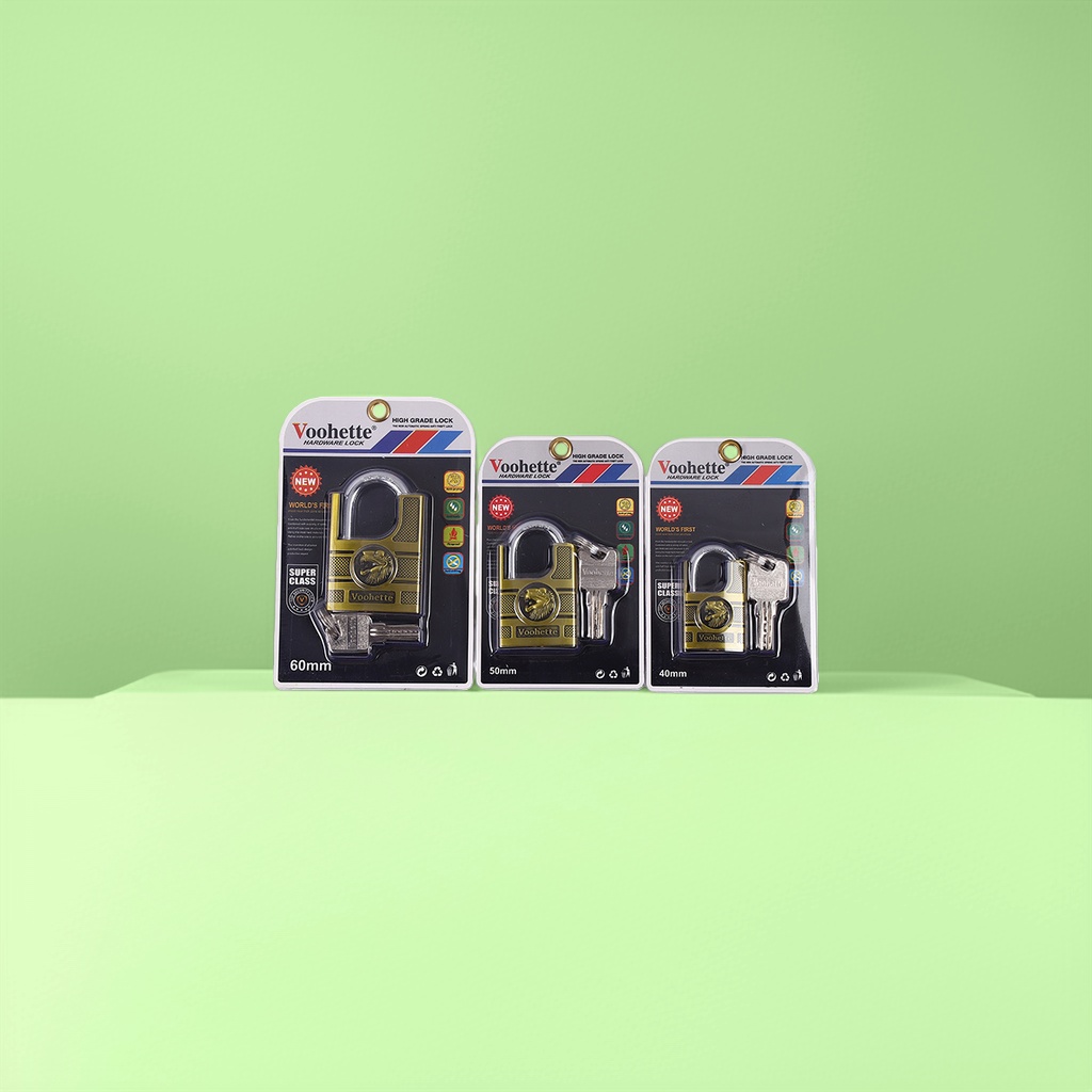 Voohette three high-quality padlock sets of 60mm, 50mm and 40mm with keys in a black gift box