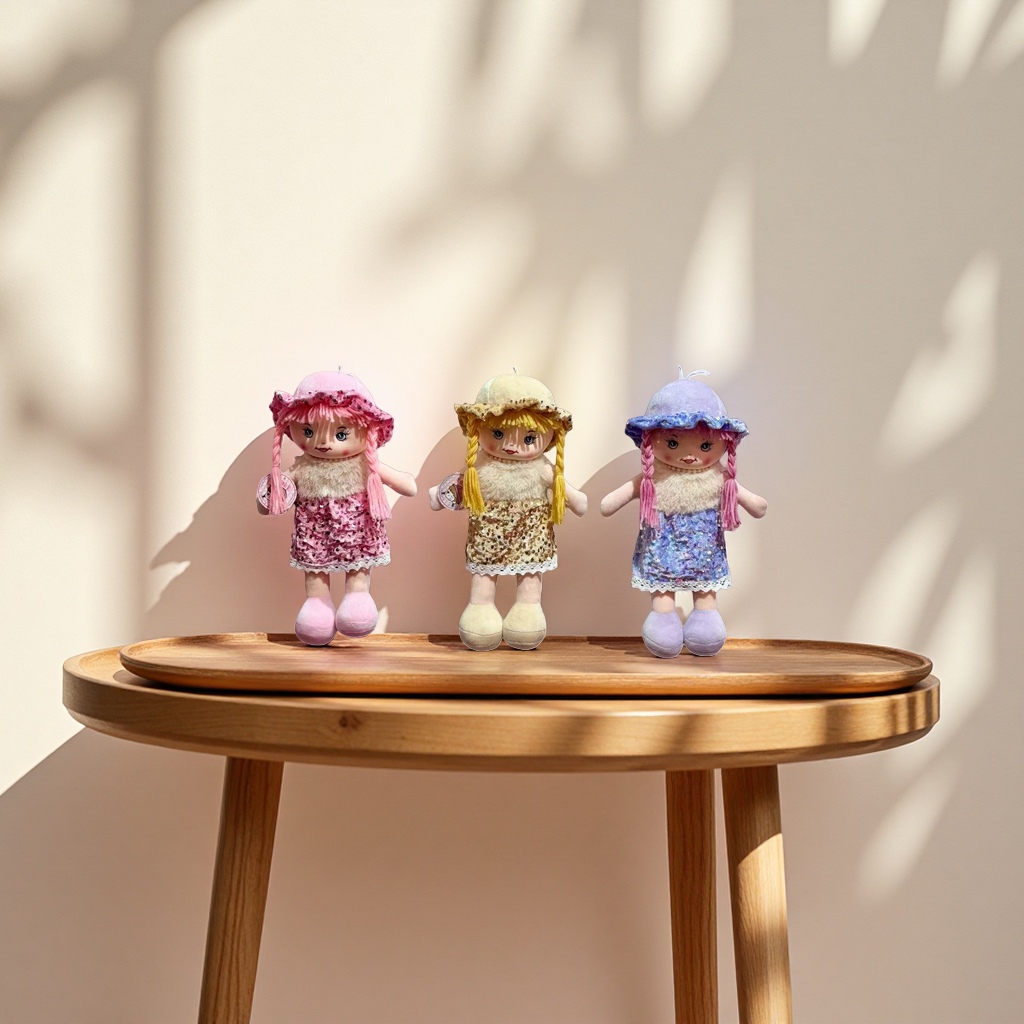 Three colorful sequined dress plush doll sets, cute and fun plush toys details Picture