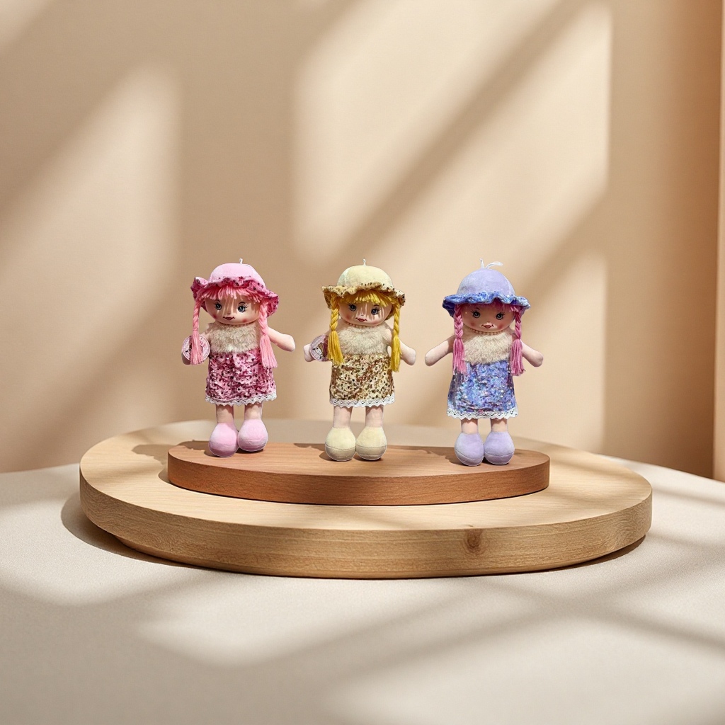 Three colorful sequined dress plush doll sets, cute and fun plush toys