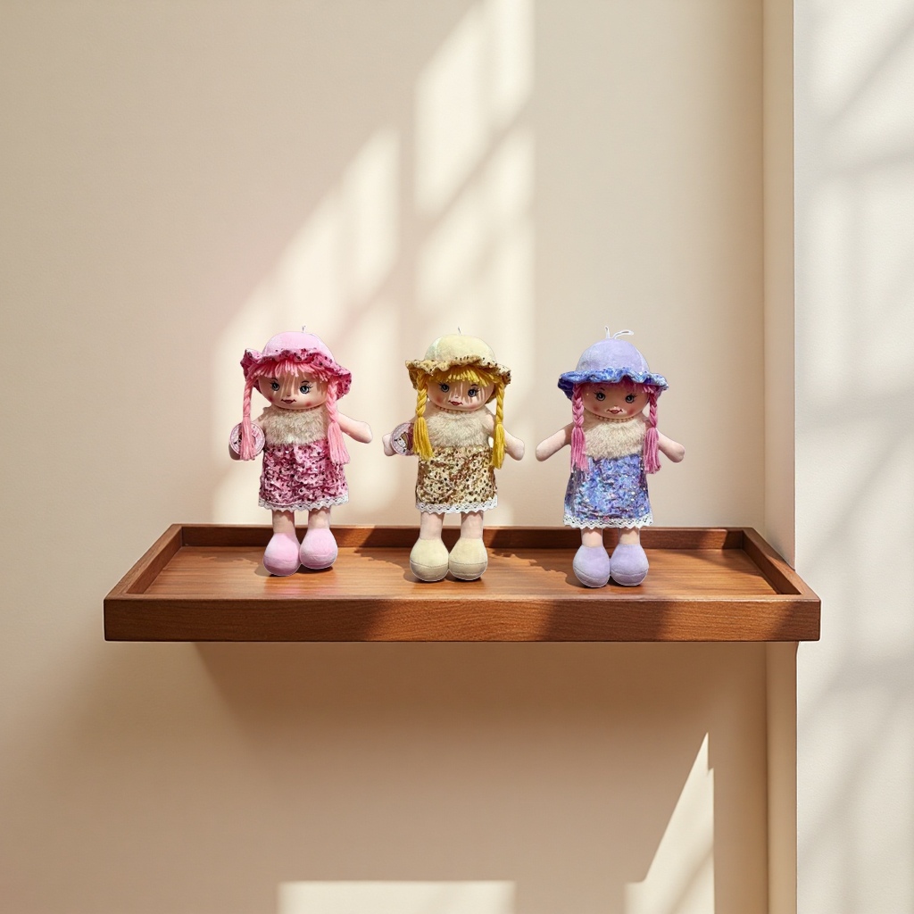 Three colorful sequined dress plush doll sets, cute and fun plush toys Specification image