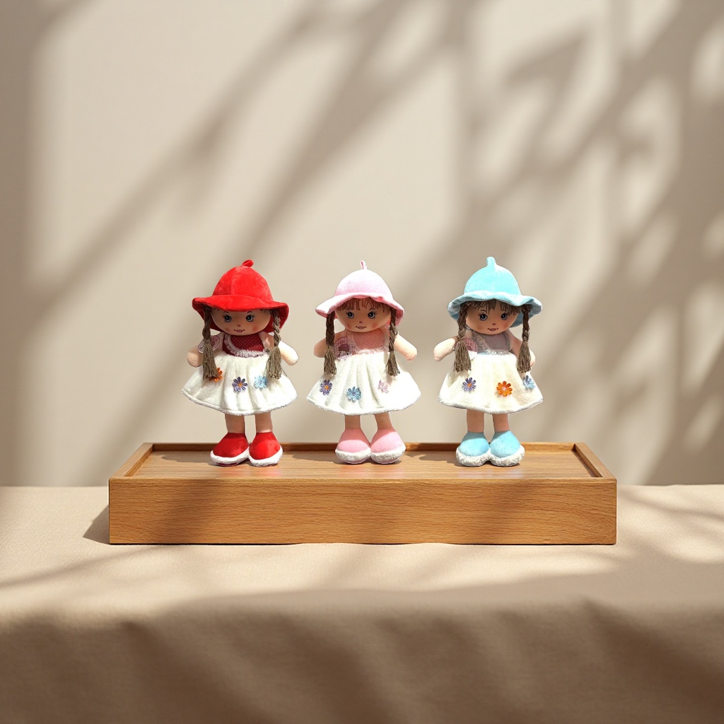 Three colorful hats, skirts, plush doll sets, cute and soft pillow dolls Specification image