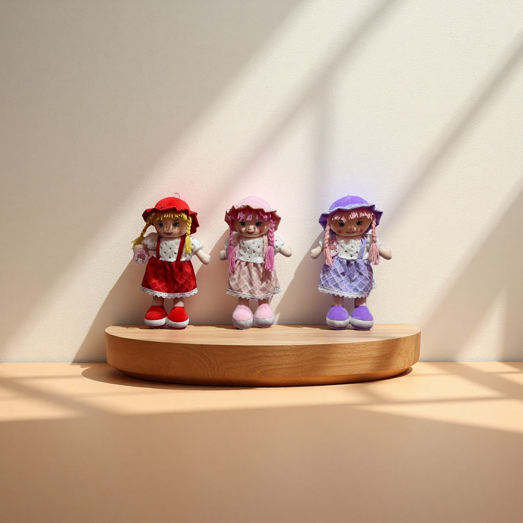 Three-color dress, plush toy doll set, red, pink and purple blinds, front display piece details Picture