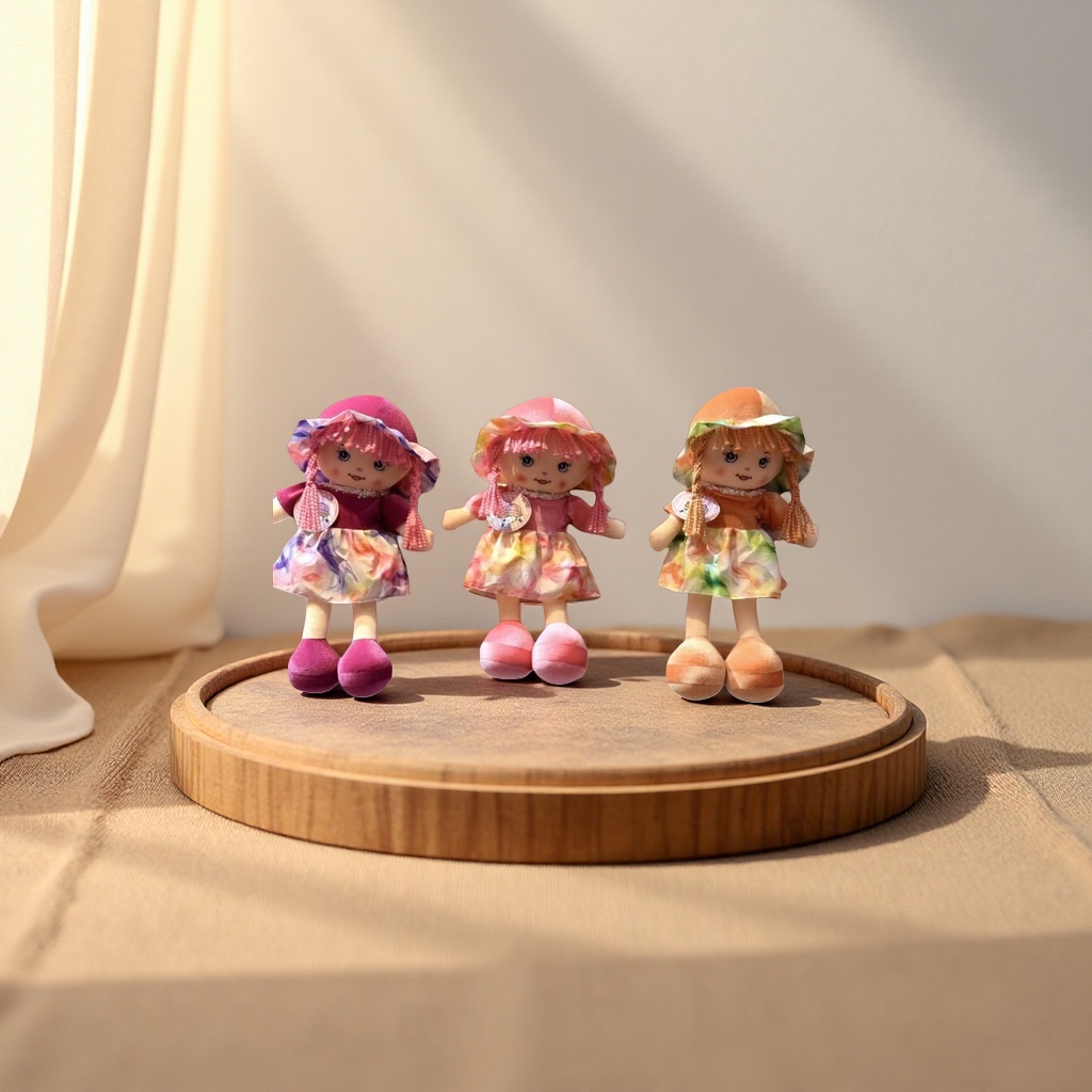 The plush toy doll is soft and cute, with a long pile. It is a bedside companion and soothing doll for the living room Application Scenario