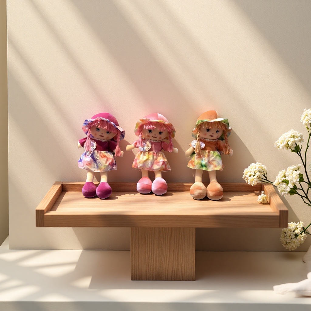 The plush toy doll is soft and cute, with a long pile. It is a bedside companion and soothing doll for the living room details Picture