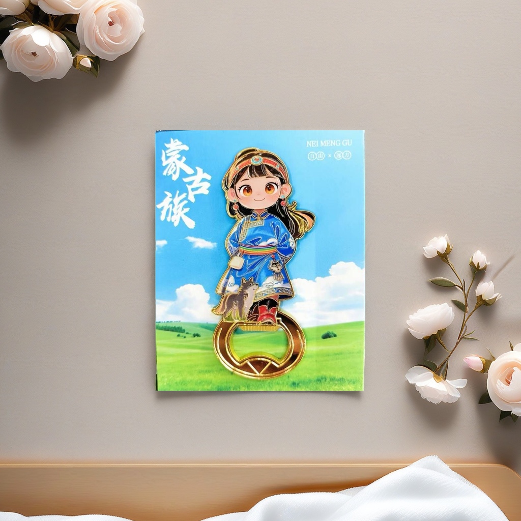 A practical and creative kitchen tool in the shape of a Mongolian boy cartoon character bottle opener Application Scenario