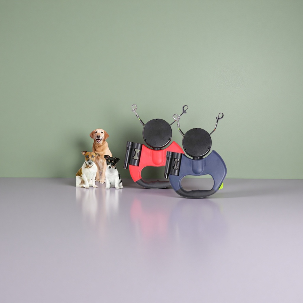 One drag two telescopic leash for pets to take the dog for a walk. The length of the leash can be adjusted Specification image