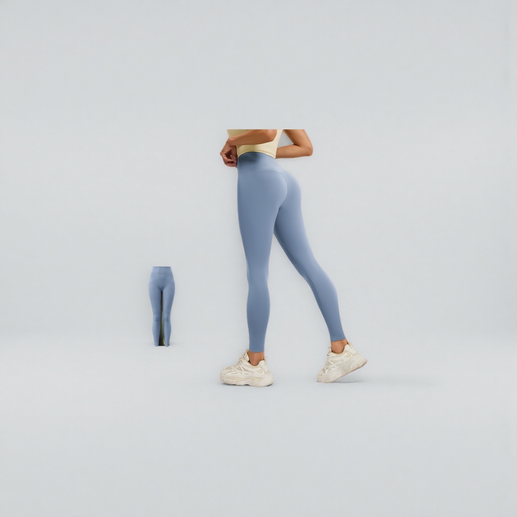 Gris lago azul cintura alta slim fit pantalones de yoga para mujeres deporte skinning estiramiento slim - 2