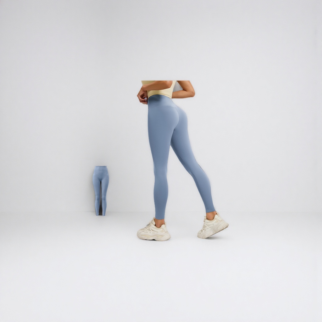 Gris lago azul cintura alta slim fit pantalones de yoga para mujeres deporte skinning estiramiento slim - 3