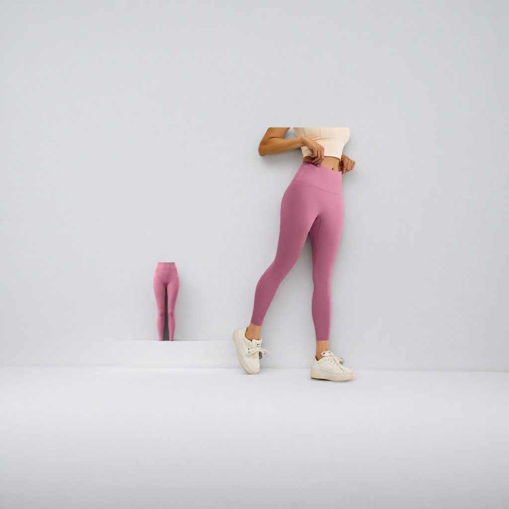 Pasta de soja rosa alta estiramiento leggings mujer slim slim ejercicio yoga pantalones - 4