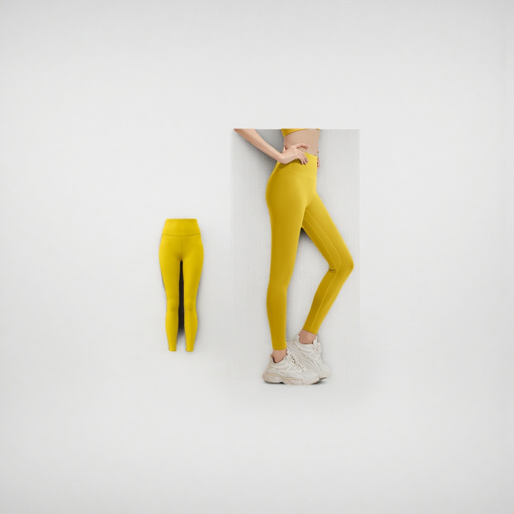 Leggings amarillos de alta estiramiento para mujeres slim slim leggings 9 centavos small foot pants - 3