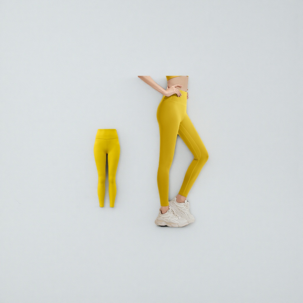 Leggings amarillos de alta estiramiento para mujeres slim slim leggings 9 centavos small foot pants - 4