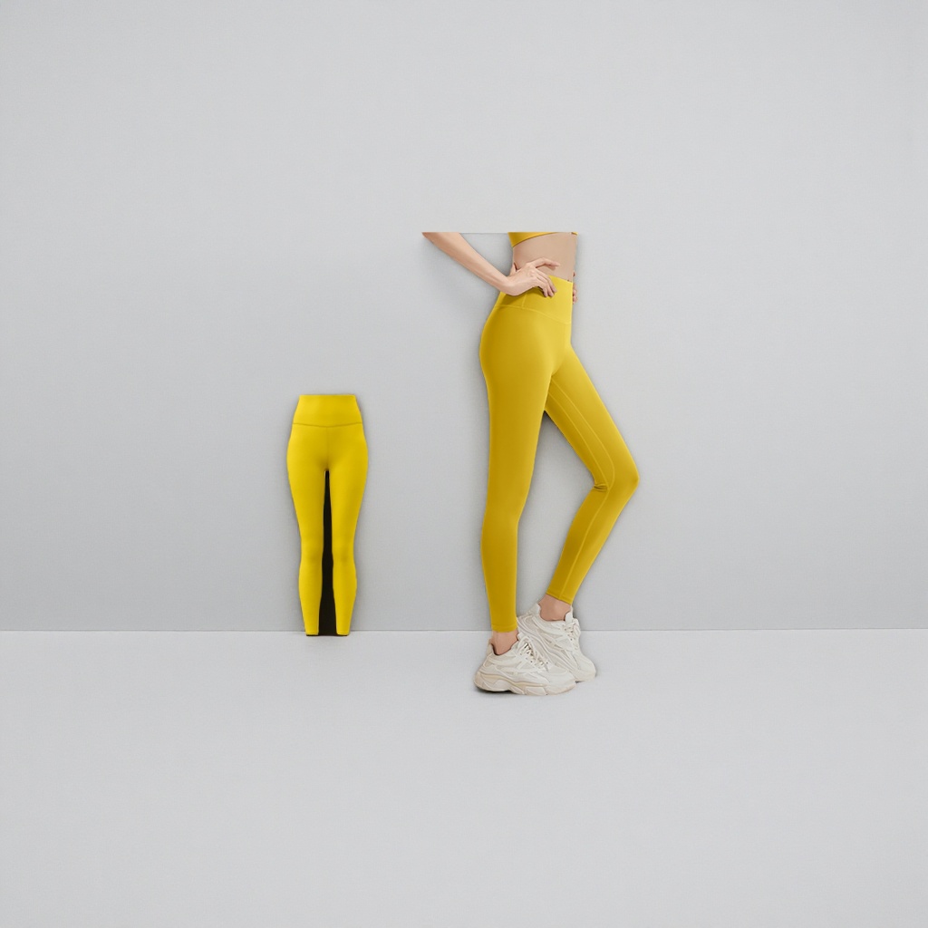 Leggings amarillos de alta estiramiento para mujeres slim slim leggings 9 centavos small foot pants - 2