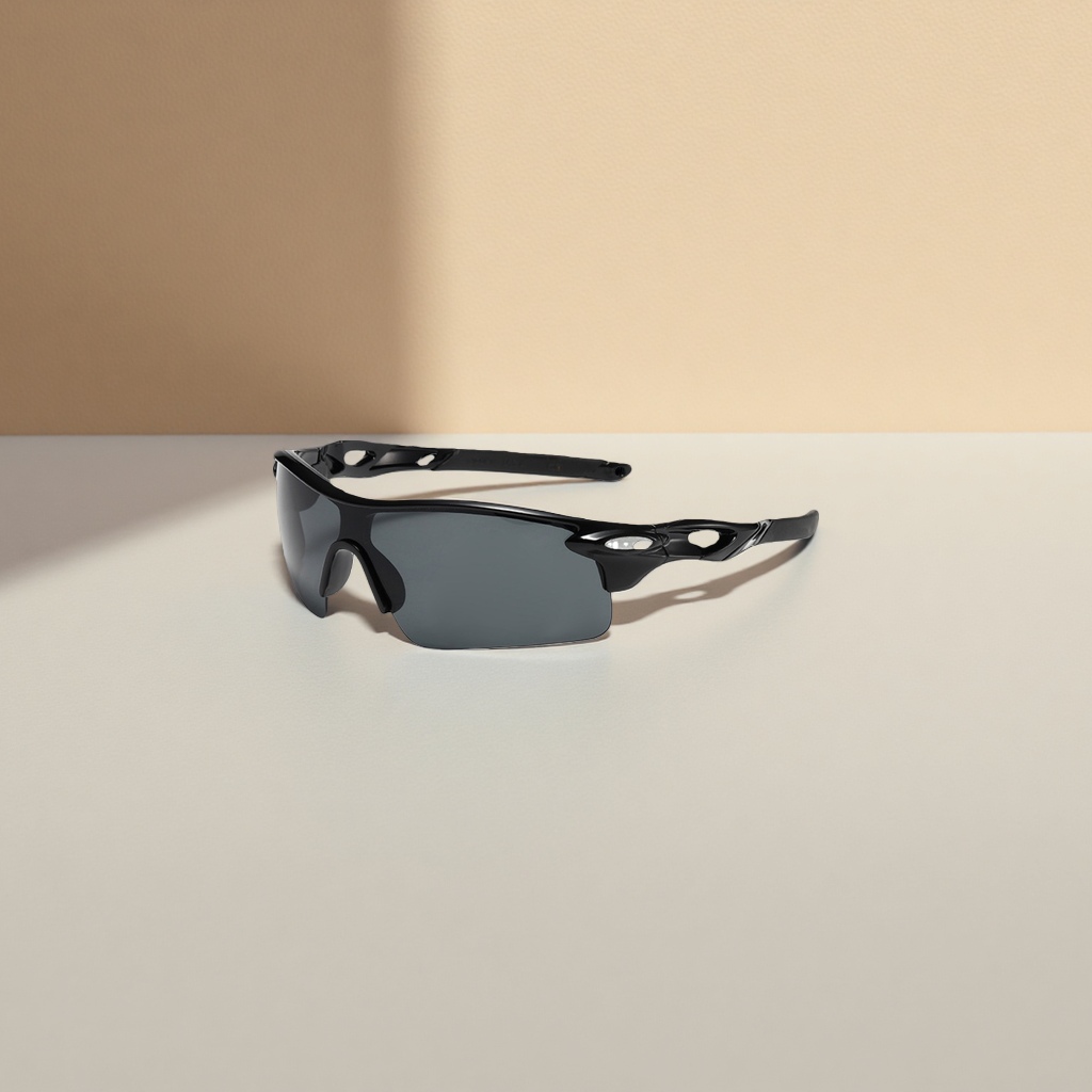 Black sports sunglasses, unisex UV-resistant polarizing glasses, lightweight and comfortable for outdoor cycling Specification image