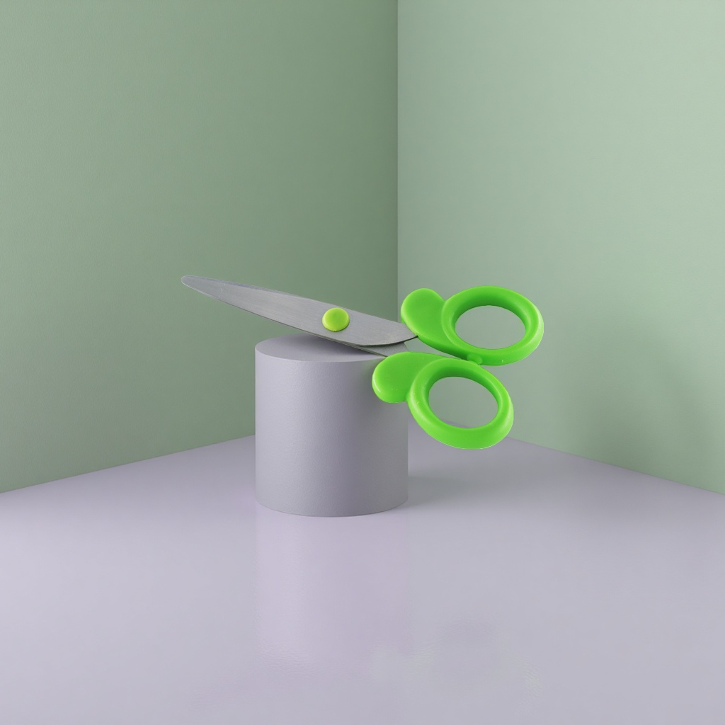 Green handle scissors, stainless steel sharp, multi-functional for home fabric cutting and paper-cutting Application Scenario