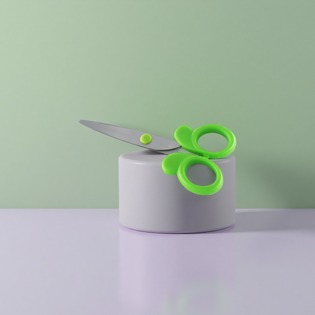 Green handle scissors, stainless steel sharp, multi-functional for home fabric cutting and paper-cutting details Picture