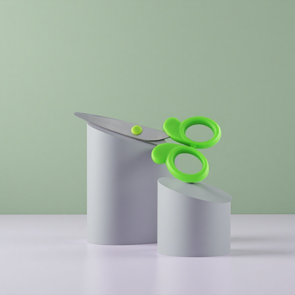 Green handle scissors, stainless steel sharp, multi-functional for home fabric cutting and paper-cutting Specification image
