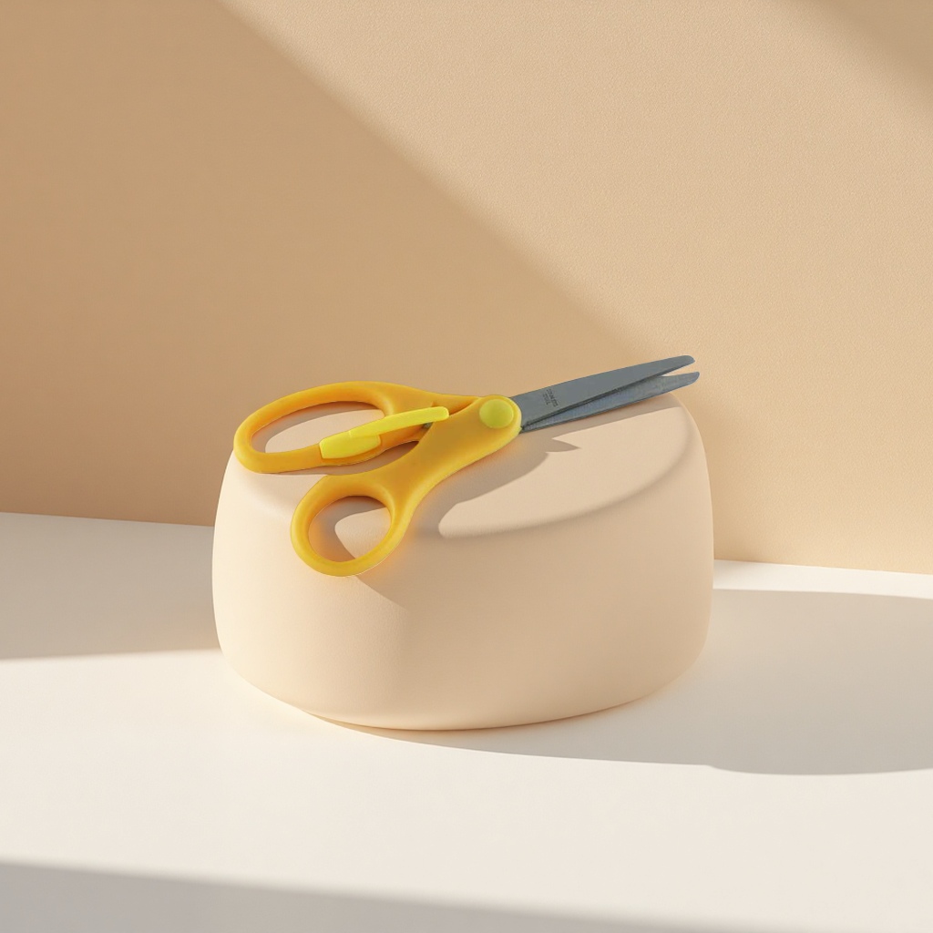 Yellow handle scissors, stainless steel sharp, household fabric cutting, paper-cutting, multi-functional gardening scissors