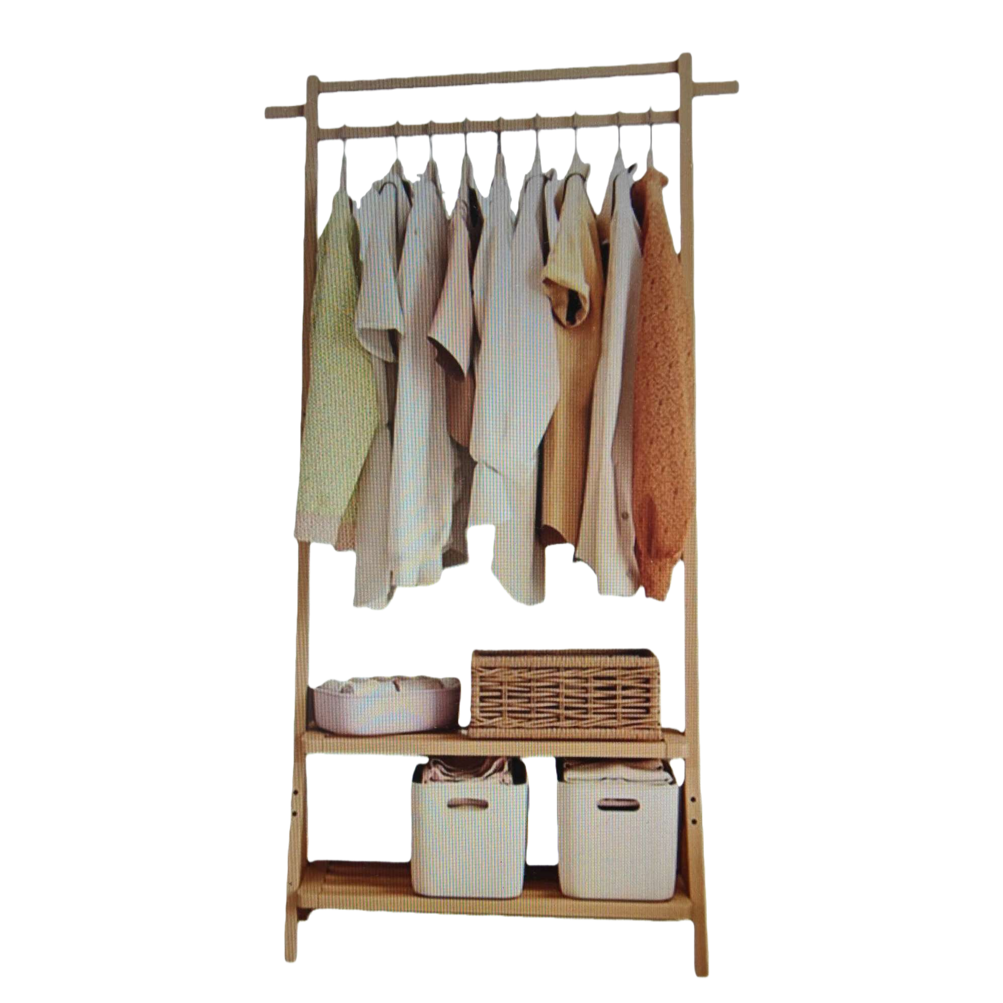 Natural beech wood clothes hanger, household clothing storage rack, thickened anti-slip and load-bearing hanging rack Item Picture