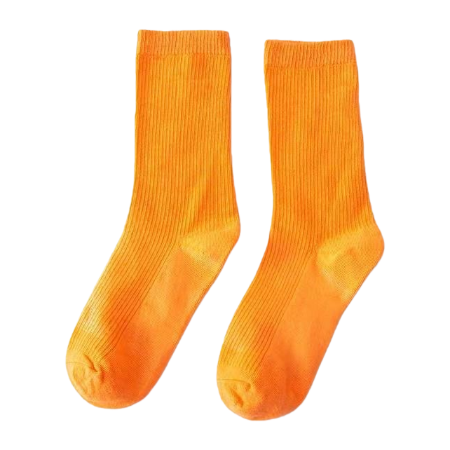 Calcetines naranja mezcla de algodón y amoniaco de tubo medio para el viaje diario versátil y cómodo Item Picture