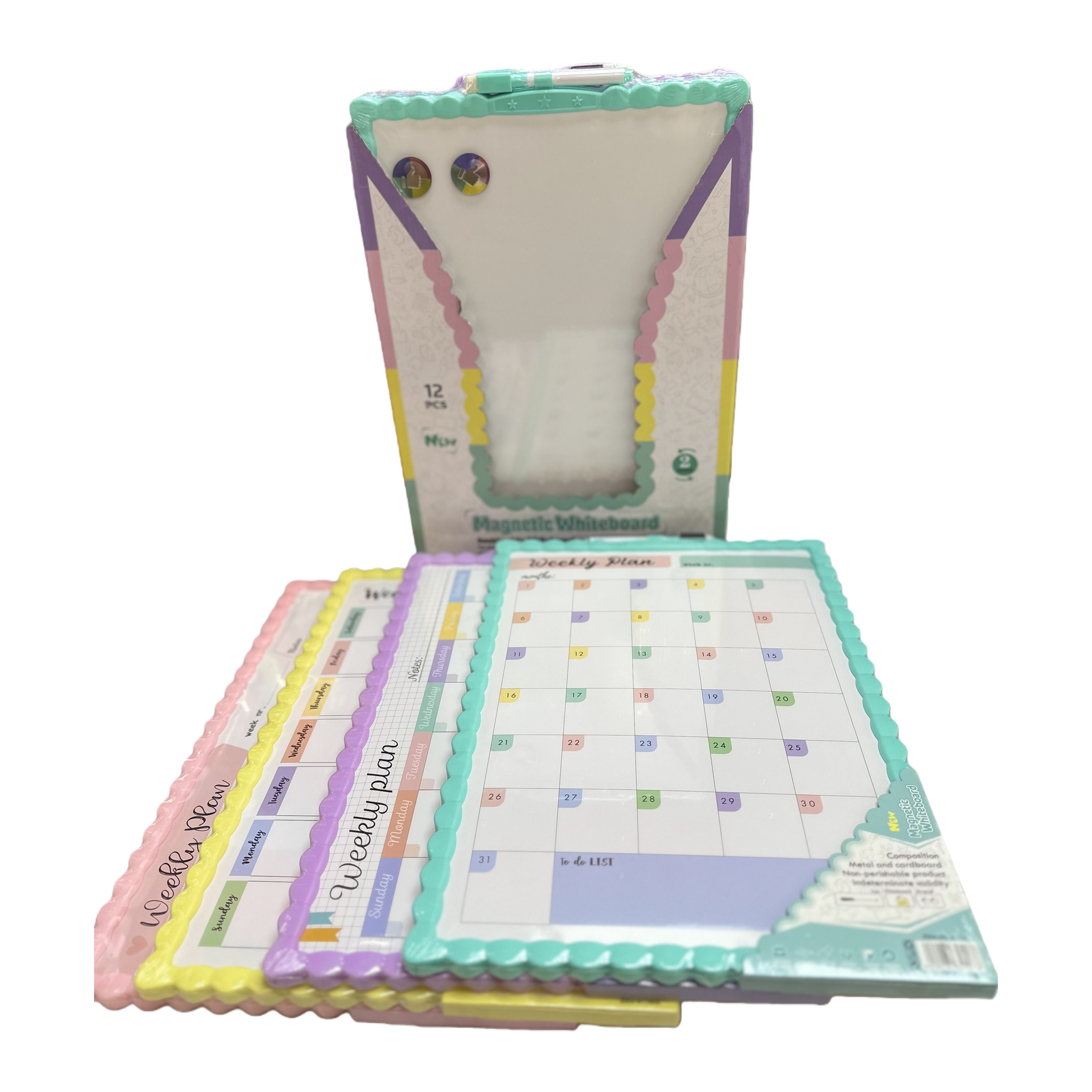 Color magnetic whiteboard set with pen erasers and magnetic stickers for mobile office and teaching use Item Picture