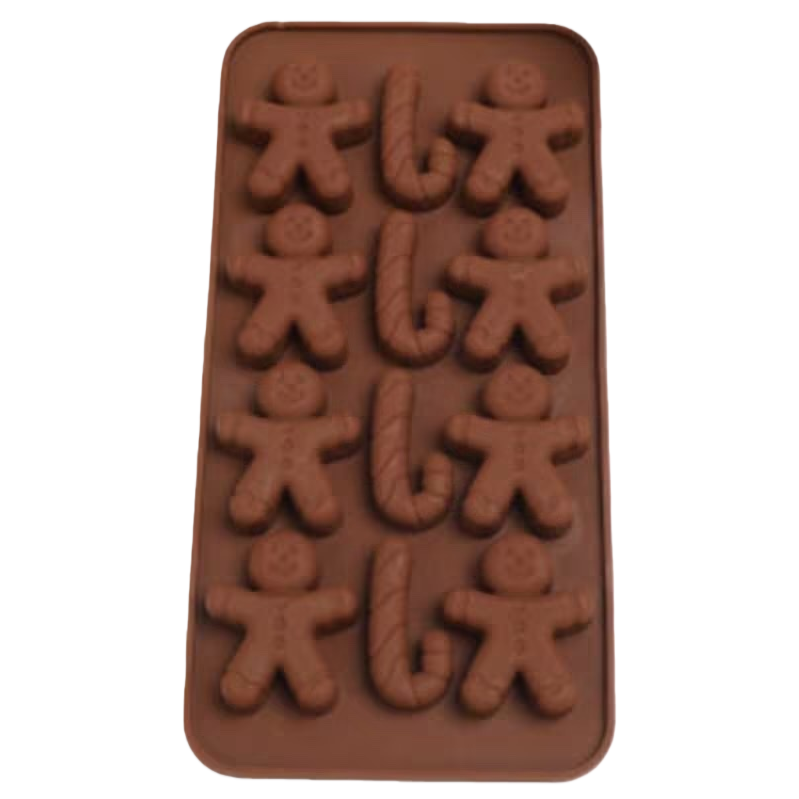 Gingerbread man shaped silicone chocolate mold, food-grade, high-temperature resistant and demold Item Picture
