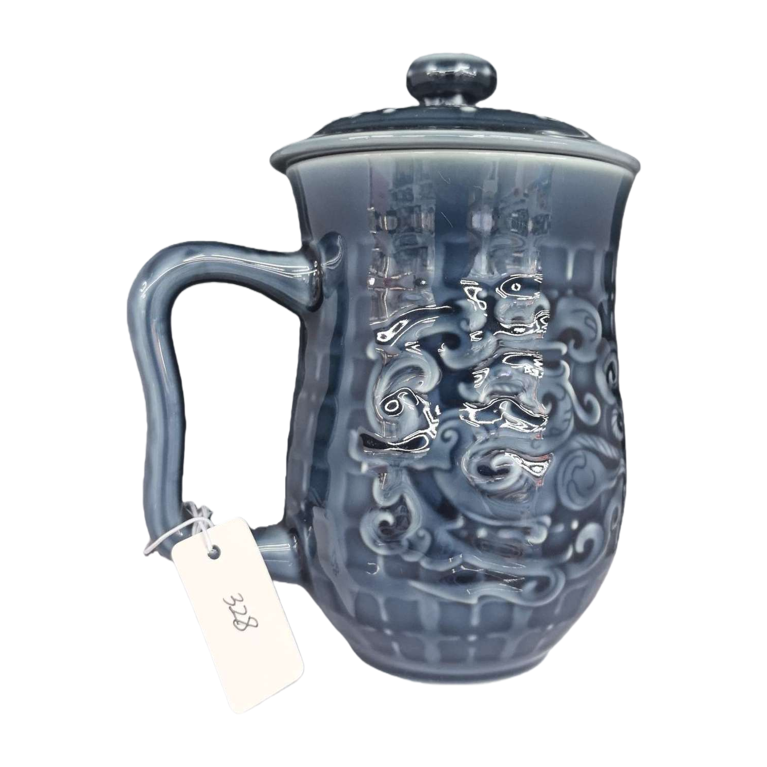 Blue ceramic teapot, a household heat-resistant Gongfu tea set with a smooth glaze for brewing Item Picture
