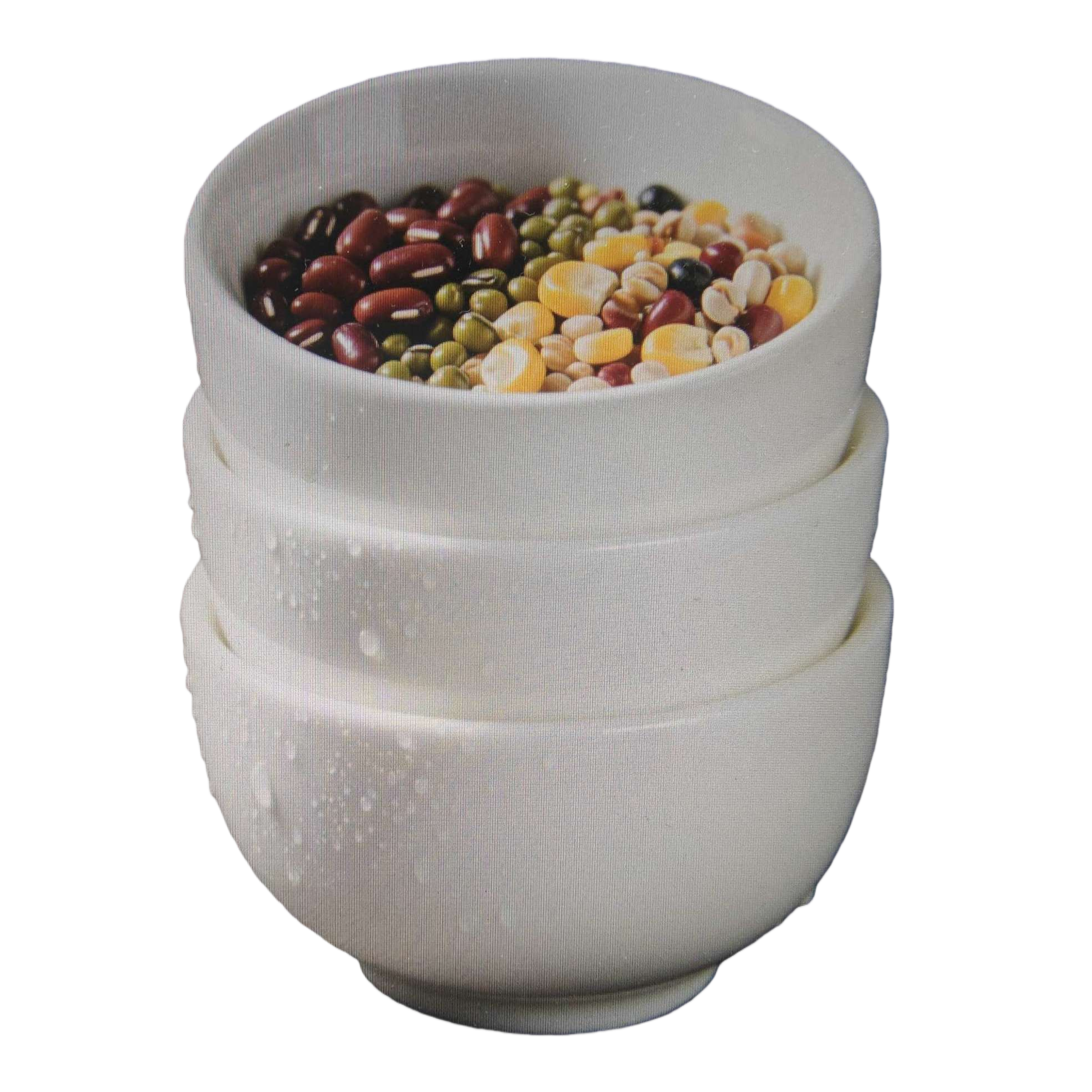 White ceramic bowl mixed with beans, simple household tableware, 20cm wide rim shallow bowl Item Picture