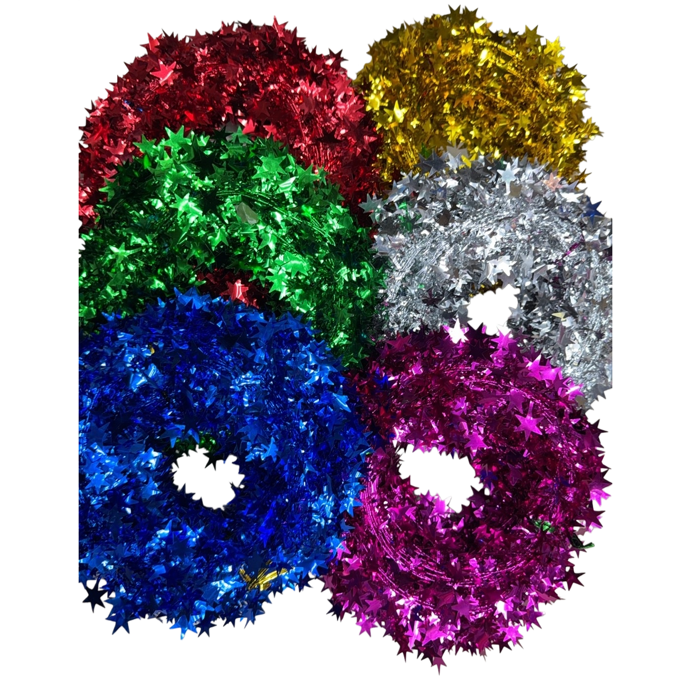Colorful star-decorated garlands made of faux fabric for festive party decorations Item Picture