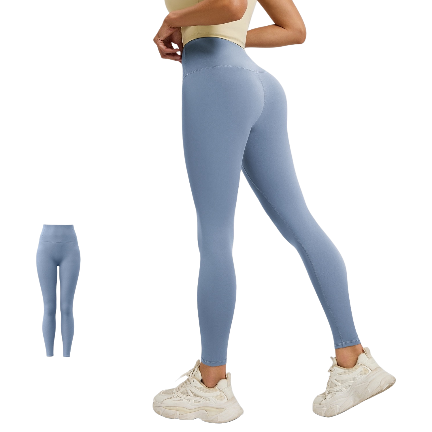 Gris lago azul cintura alta slim fit pantalones de yoga para mujeres deporte skinning estiramiento slim - 5