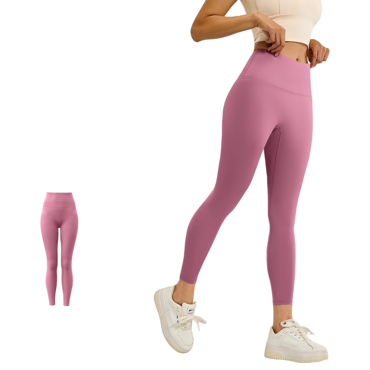 Pasta de soja rosa alta estiramiento leggings mujer slim slim ejercicio yoga pantalones - 5
