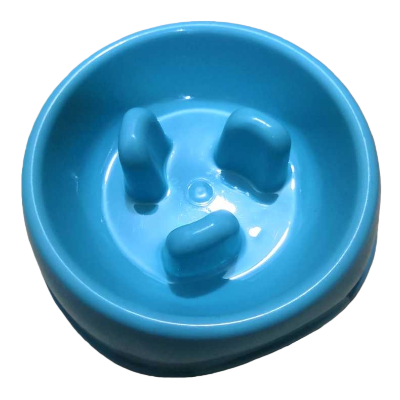 Blue pet slow food bowl, specially designed for cats and dogs to prevent gobble, with a sloping design for easy cleaning Item Picture