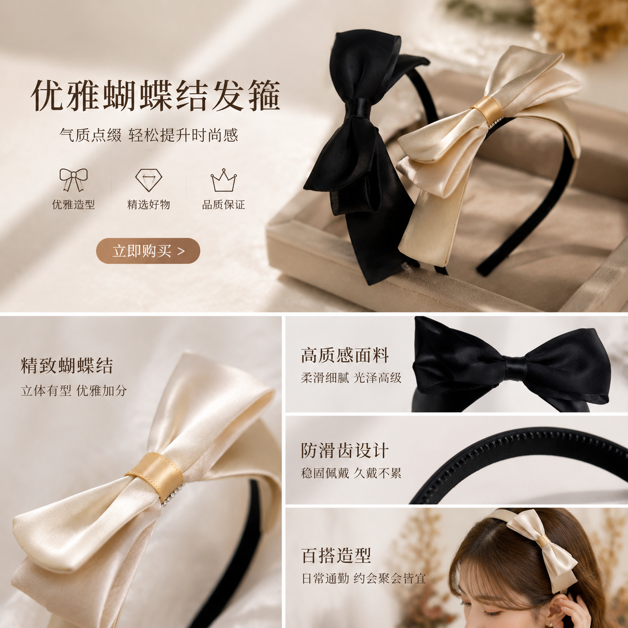 The bow headband is a sweet and cute Korean-style headwear for women. The headband is adjustable and elastic pic 1