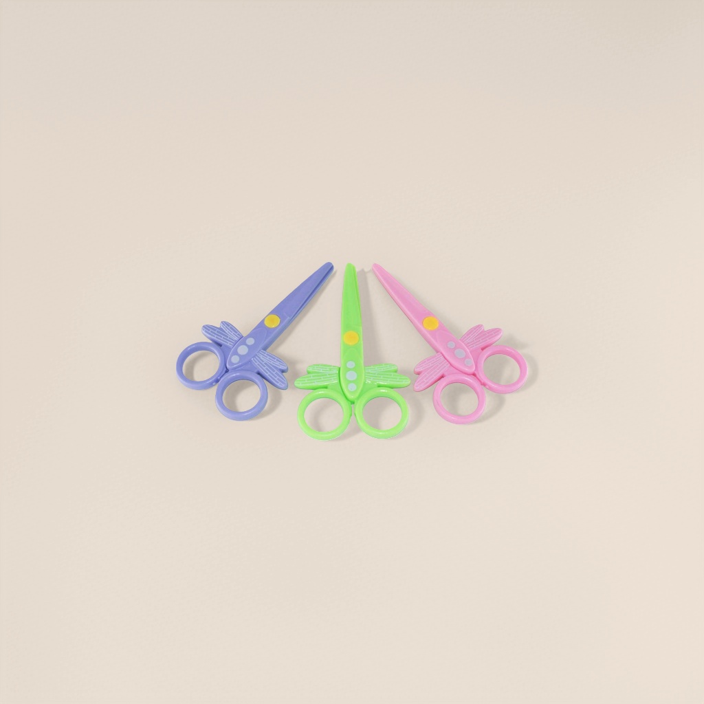Colored plastic scissors, children's safety scissors, 3-inch round-head scissors, household hand scissors