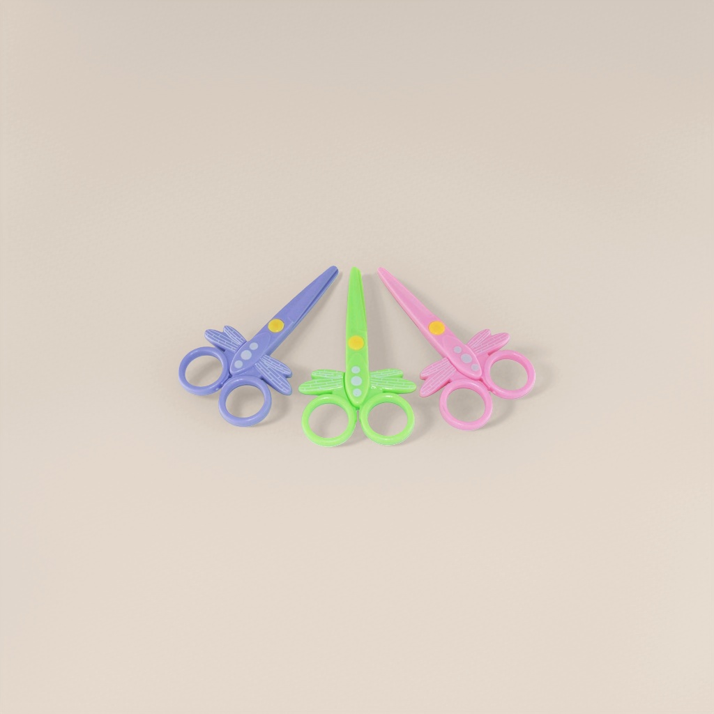 Colored plastic scissors, children's safety scissors, 3-inch round-head scissors, household hand scissors Specification image