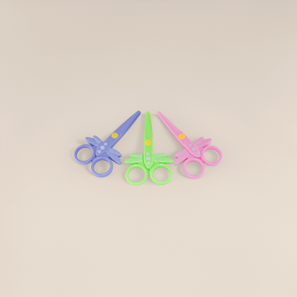Colored plastic scissors, children's safety scissors, 3-inch round-head scissors, household hand scissors details Picture