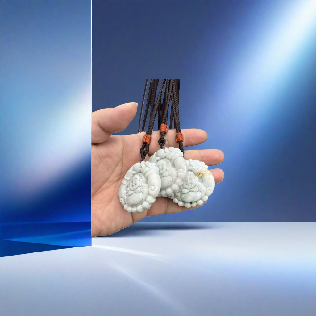 Jade Buddha statue pendant, a hand-carved natural jade pendant for peace and good fortune Specification image