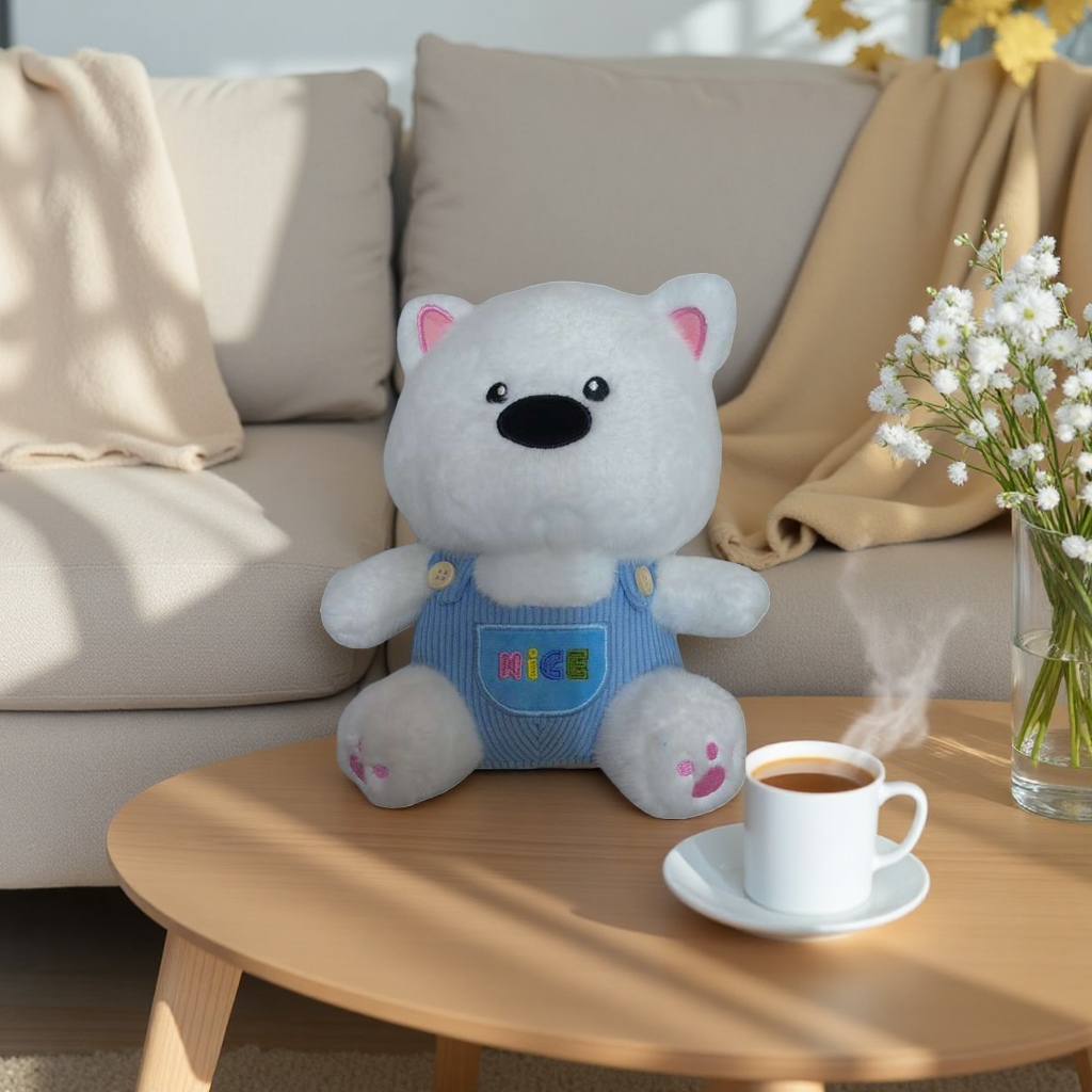 White teddy bear plush toy, cute and soft cushion doll, children's gift plush toy doll details Picture