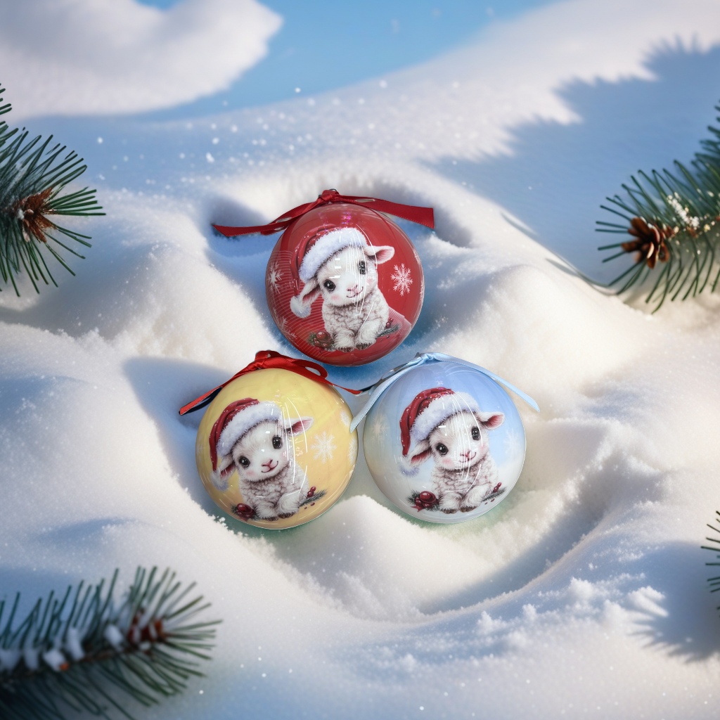 Christmas decorative ball rabbit pattern painted sphere festival hanging decoration details Picture