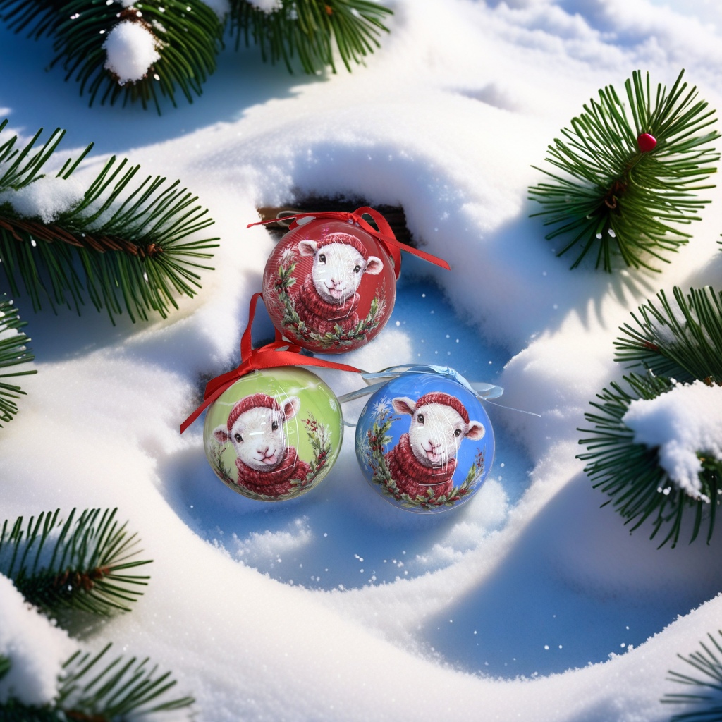 Christmas decorative ball rabbit pattern painted sphere festival hanging decoration Specification image